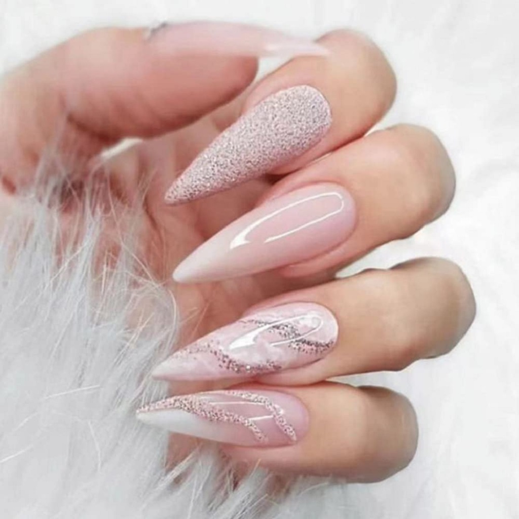Glitter Marble Nails