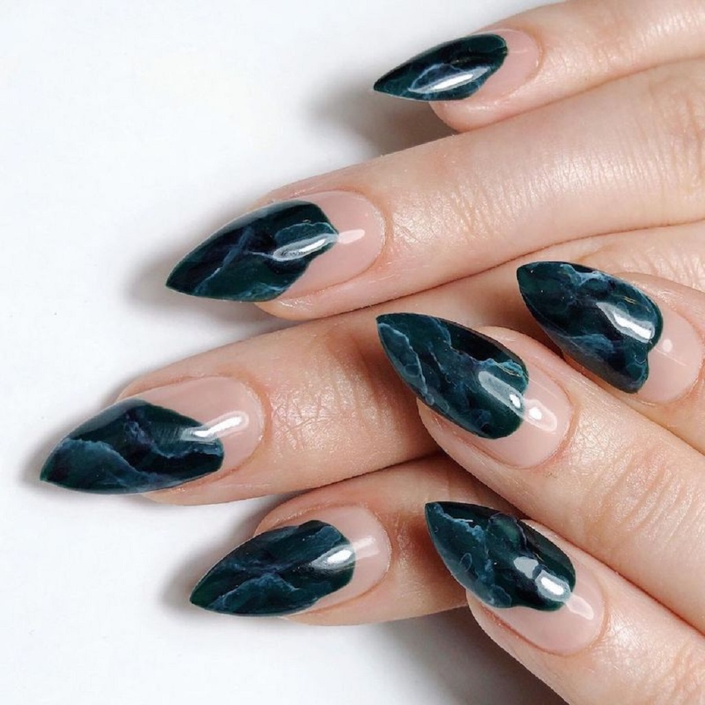 Negative Space Marble Nails